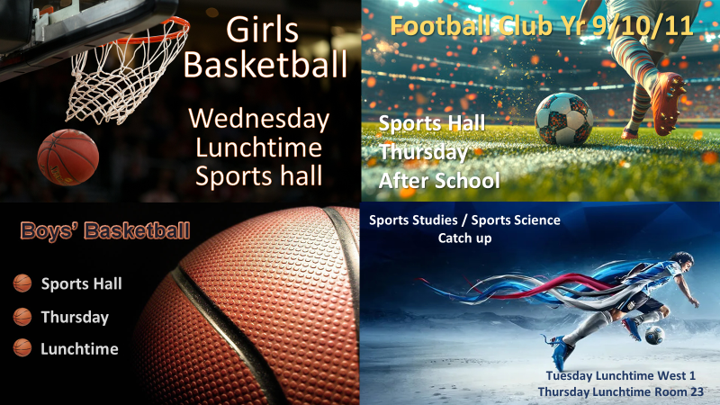 Picture of basketball, football and sports studies times and dates